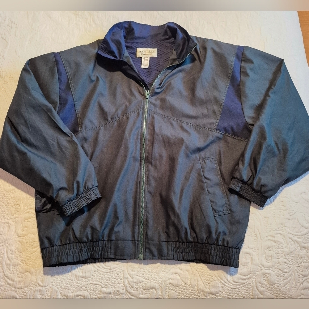 Ash City Outerwear men's XL dark green and navy windbreaker VGUC